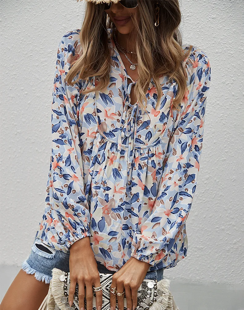 Women's Floral Print Ruffle Tunic Tie V Neck Casual Long Sleeve Babydoll Waist Top Loose Balloon Sleeves
Women's Floral Print Ruffle Tunic Tie V Neck Casual Long Sleeve Babydoll Waist Top Loose Balloon Sleeves
