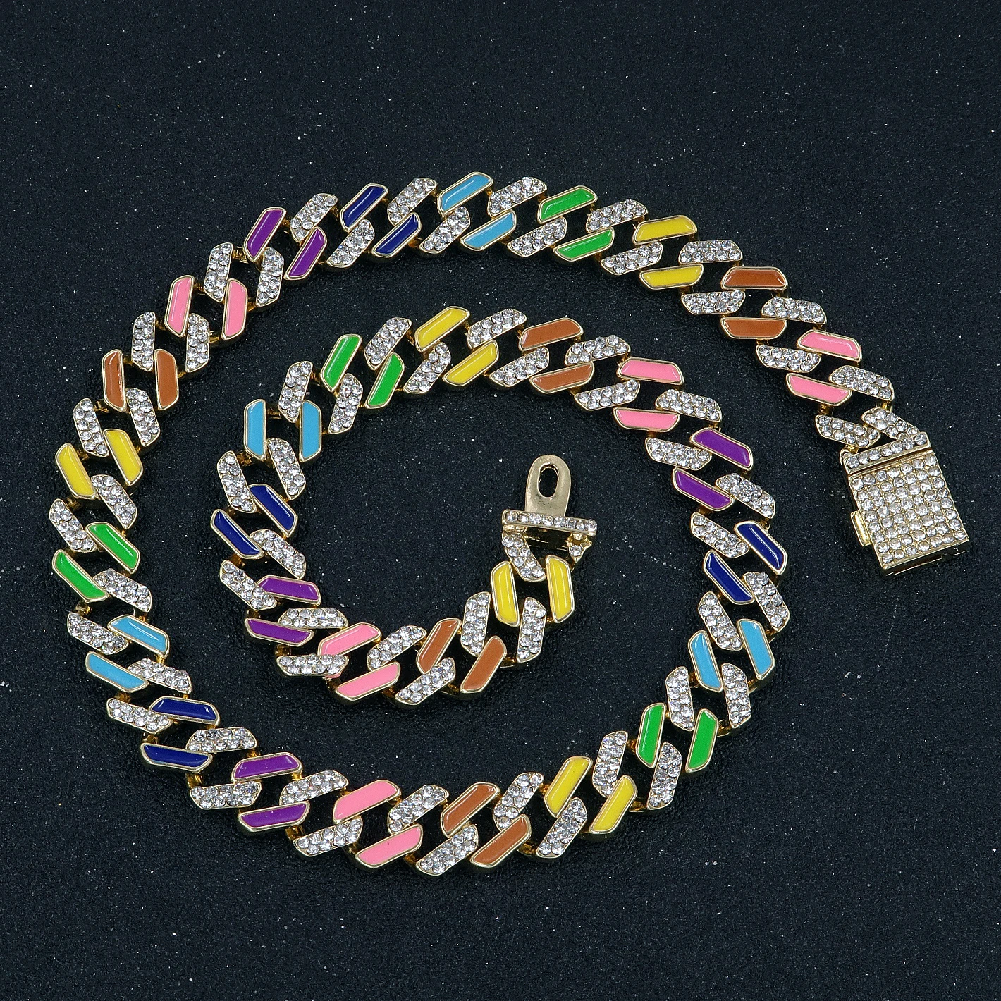 12MM Men's Cuban Link Chain Necklace Bracelet Color Drip Oil Collar Bone Iced Out Bling Full Diamond Jewelry on the Neck Choker
12MM Men's Cuban Link Chain Necklace Bracelet Color Drip Oil Collar Bone Iced Out Bling Full Diamond Jewelry on the Neck Choker