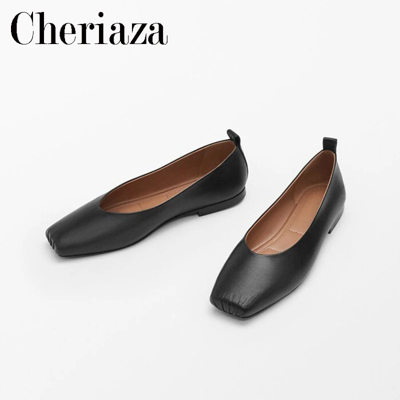 2022 New Spring Summer Woman Fashion Black Genuine Leather Square Head Flats Shoes Woman Solid Simple Casual Ballet Shoes Female
2022 New Spring Summer Woman Fashion Black Genuine Leather Square Head Flats Shoes Woman Solid Simple Casual Ballet Shoes Female