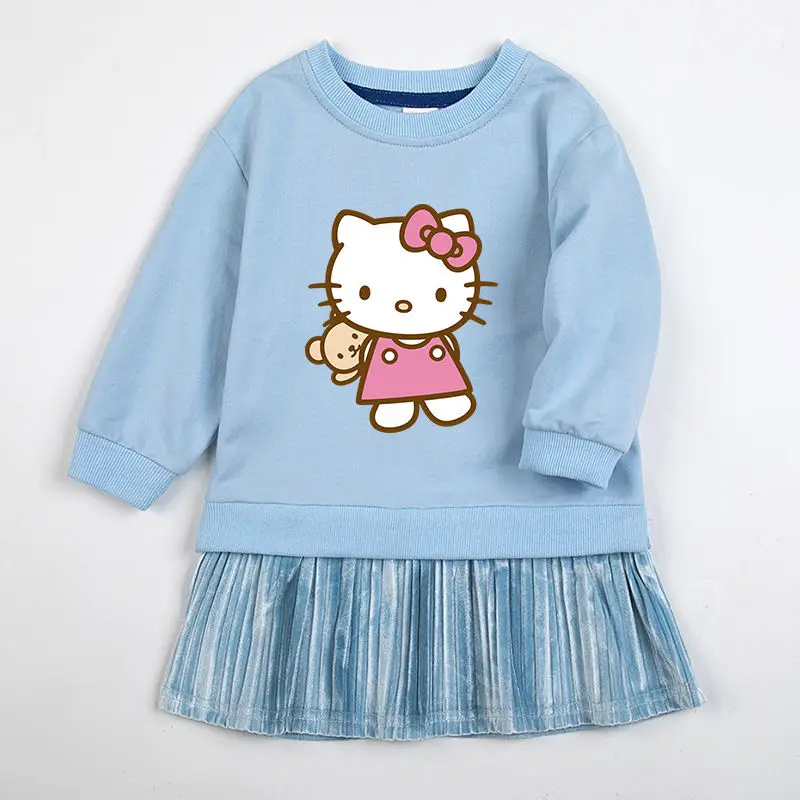 Платье для девочек с мультяшным принтом Hello Kitty, хлопковая плиссированная юбка с принтом, осень и зима, новая сетчатая юбка с длинным рукавом
Платье для девочек с мультяшным принтом Hello Kitty, хлопковая плиссированная юбка с принтом, осень и зима, новая сетчатая юбка с длинным рукавом