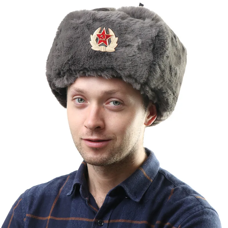SupSindy Советский значок ушанка мужские зимние шапки авиатора CCCP пилот из