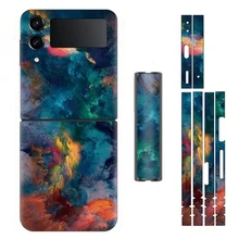 Hot Chaos Multicolored 3 In1 Back Hinge Side Skin Film For Samsung Galaxy Z Flip 5 4 3 2 Rear Screen Protector Wrap Sticker