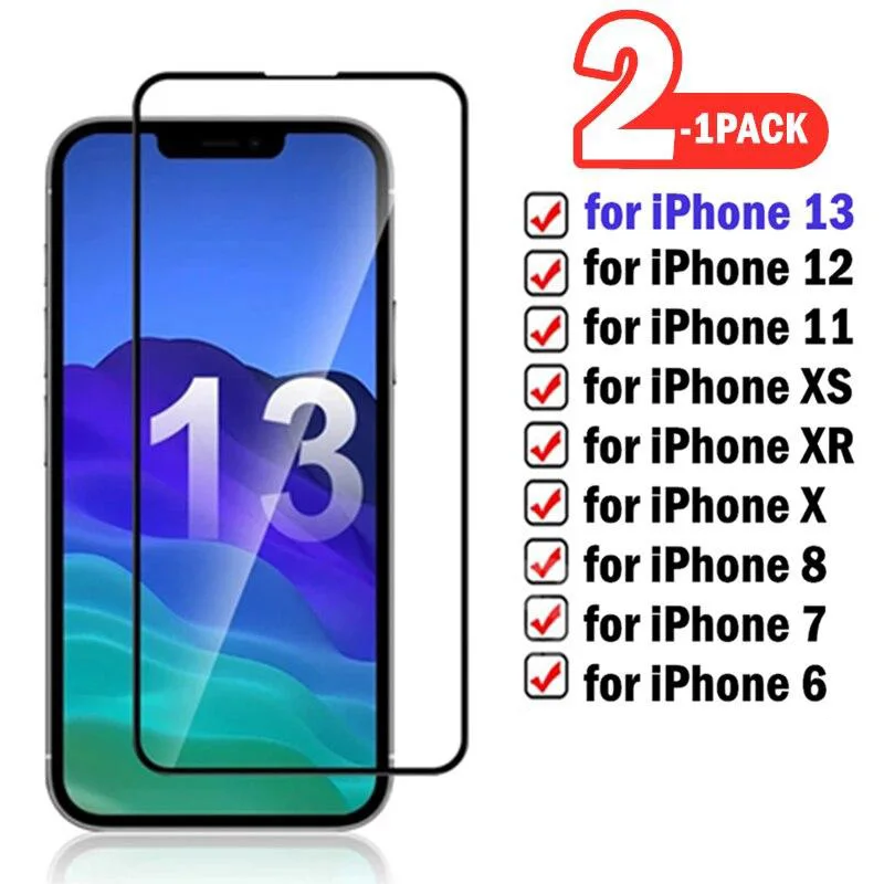 2Pcs Full Cover Tempered Glass on For iPhone 13 Pro Max 12 11 XR X XS 7 8 Plus 6 6S SE 2020 Anti-Scratch Screen Protector Film
2Pcs Full Cover Tempered Glass on For iPhone 13 Pro Max 12 11 XR X XS 7 8 Plus 6 6S SE 2020 Anti-Scratch Screen Protector Film