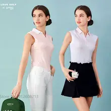 Love Golf Summer Sports Polo Tank Tops Ladies Sleeveless Quick-dry Golf Vest Women V-neck T-shirts Breathable Slim Shirts S-XL