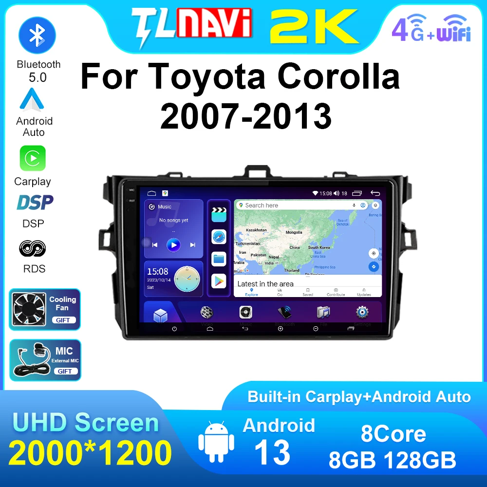 Carplay для Toyota Corolla E140 E150 2007 2008-2013 гг. GPS-навигация авто DSP Android автомобильный