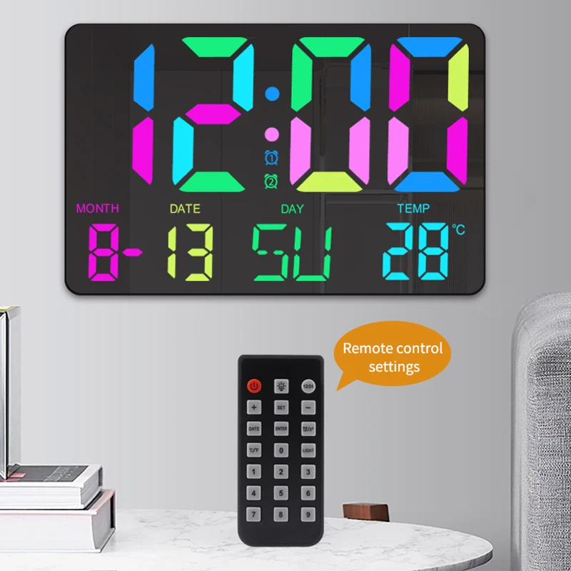 TS-5310 Digital RGB Wall Clock Large Screen Mirror Alarm Clock 5 Gear Brightness Adjustable with Date/Week/Temperature Display 
TS-5310 Digital RGB Wall Clock Large Screen Mirror Alarm Clock 5 Gear Brightness Adjustable with Date/Week/Temperature Display