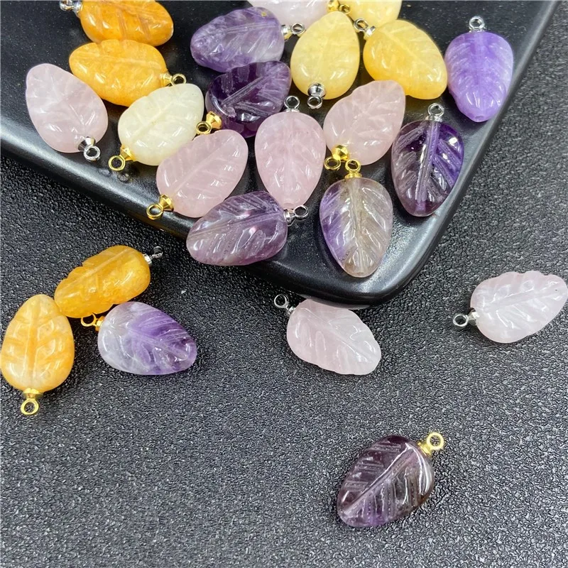 

Natural GemStone Crystal bead Opal Charm leaves Pendants Amulet slice Energy Stone Mineral Citrine Tourmaline Fluorite Malachite