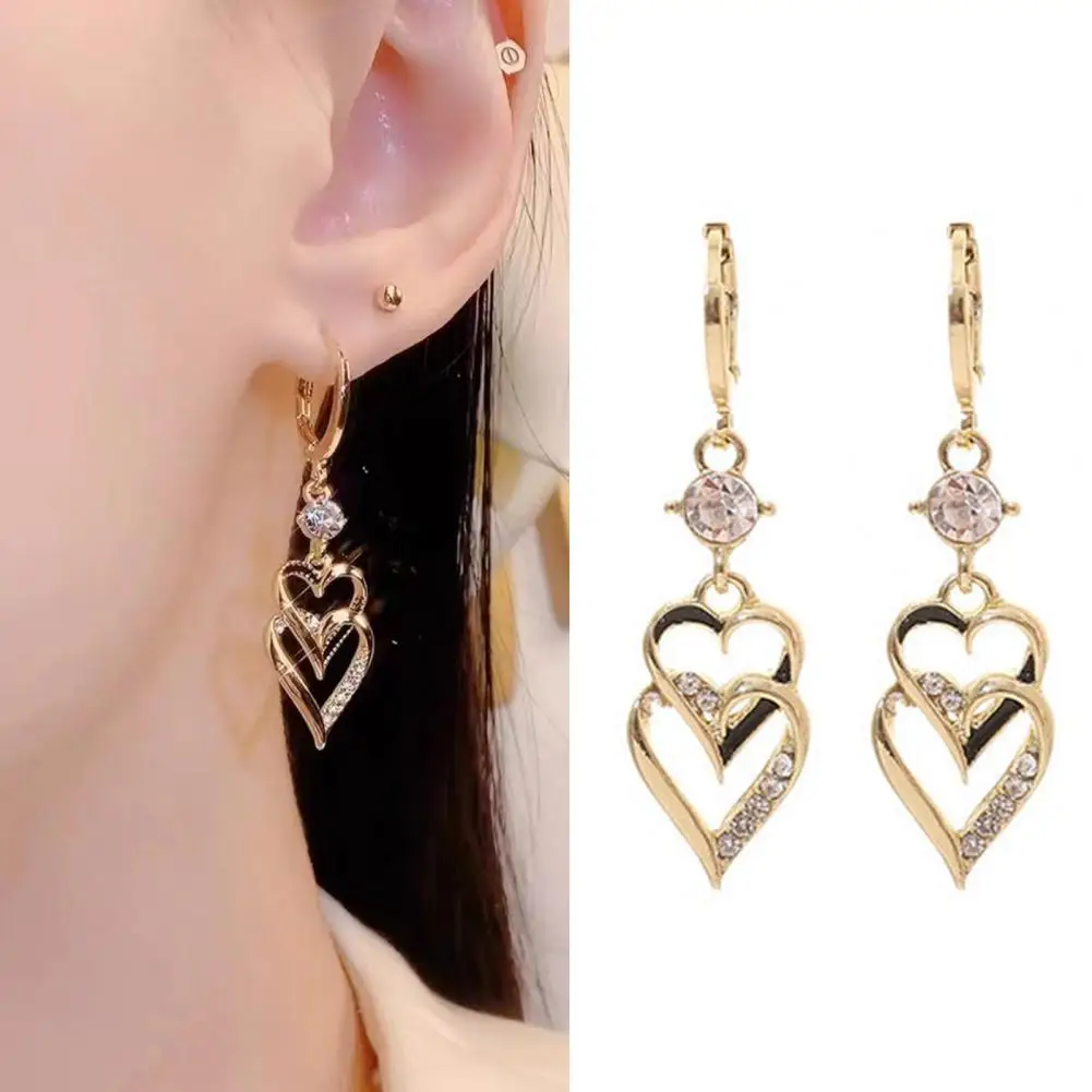 1 Pair Unique Drop Earrings Geometric Hoop Earrings Rhinestone Inlaid Women Double-layer Heart Pendant Drop Earrings Decorative
1 Pair Unique Drop Earrings Geometric Hoop Earrings Rhinestone Inlaid Women Double-layer Heart Pendant Drop Earrings Decorative
