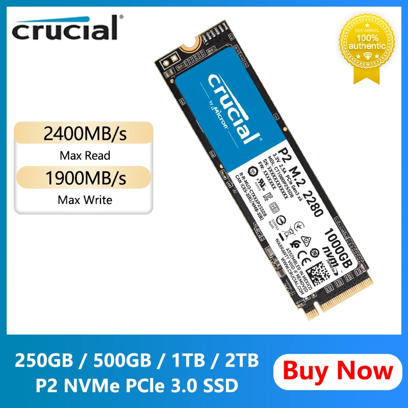 Оригинальный SSD Crucial P2 Micron 500 ГБ 1 ТБ 2 PCIe Gen3x4 M.2 2280 твердотельный накопитель для