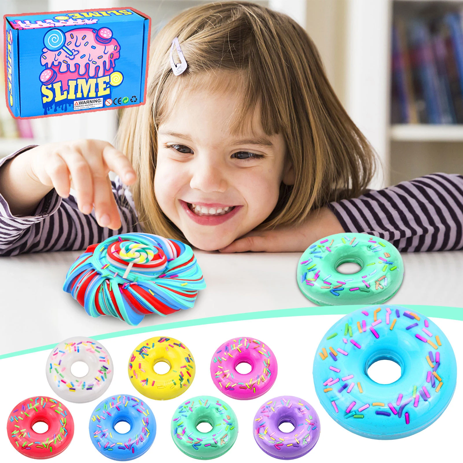 

Donuts Candy Slime Cotton Mud Child Sensory Kids Toy Butter Puree Cloud Mud Lollipop Colored Clay Relieve Stress Fluffy Polymer