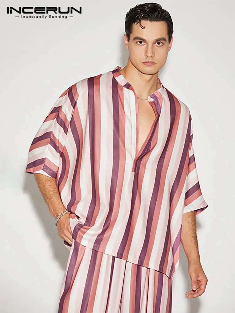 INCERUN Men Striped Shirt V Neck Half Sleeve Streetwear Loose Fashion Casual Men Clothing 2022 Stylish Leisure Camisas S-5XL
INCERUN Men Striped Shirt V Neck Half Sleeve Streetwear Loose Fashion Casual Men Clothing 2022 Stylish Leisure Camisas S-5XL