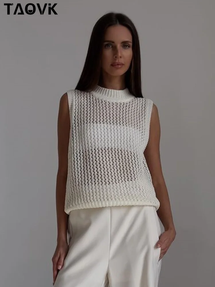 TYHRU Hollow Out Sleeveless Pullovers Leisure Mesh Tops Cool Streetwear Women's Casual Solid Color Knitting Vest Summer Fashion
TYHRU Hollow Out Sleeveless Pullovers Leisure Mesh Tops Cool Streetwear Women's Casual Solid Color Knitting Vest Summer Fashion