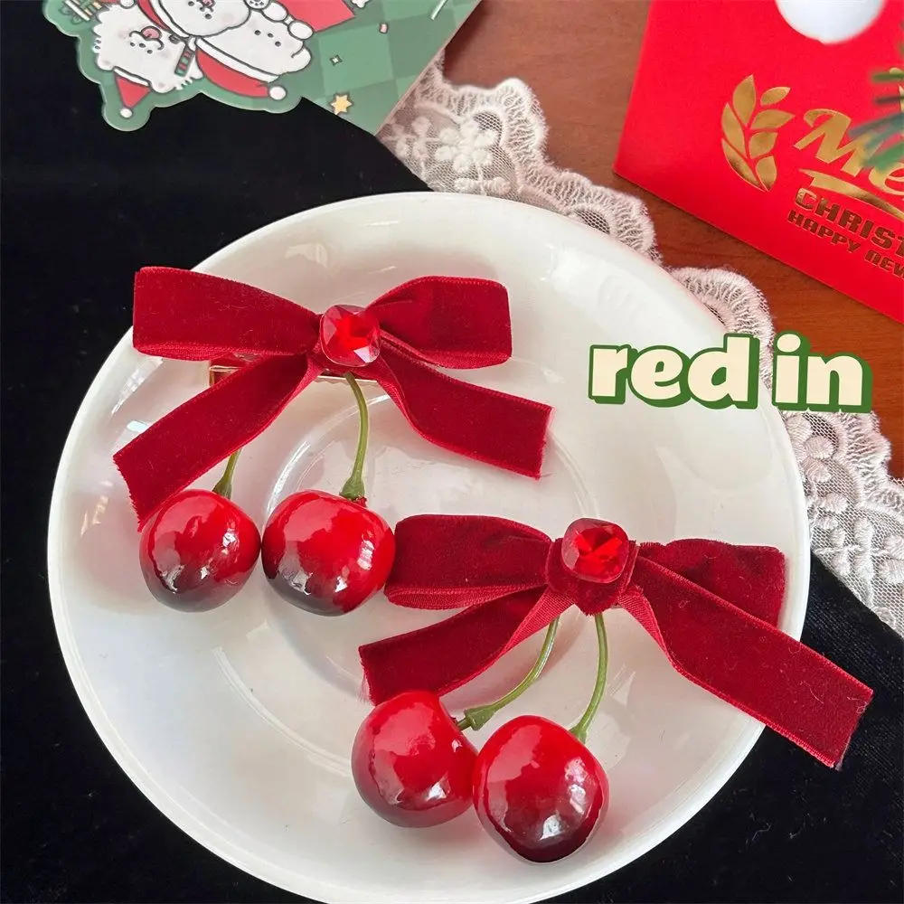 Red Velvet Cherry Hairpin Cute Bowknot Side Clip Velvet Bow Hair Clip Barrettes Cloth Female Hair Accessories
Red Velvet Cherry Hairpin Cute Bowknot Side Clip Velvet Bow Hair Clip Barrettes Cloth Female Hair Accessories