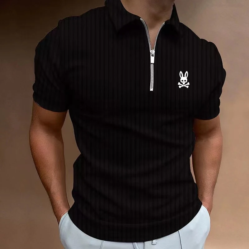 

2023 New Summer Men Polo Shirt Printed Psycho Bunny Fashion Lapel Breathable Casual Tees Tops Short Sleeve Hip Hop Polos Shirts
