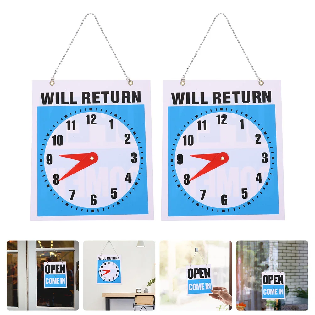 

Business Instruction Label Wall Decor Clock Design Square Tag Indoor Will Return Pvc Pendant Office Labels