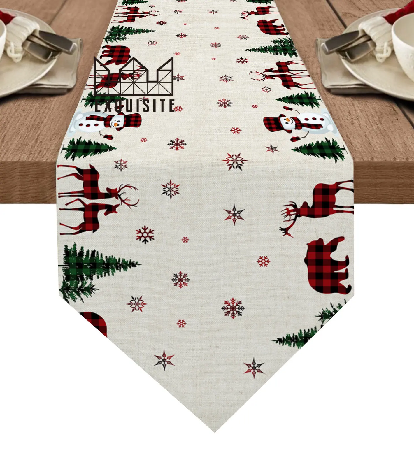 

Christmas Tree Snowflake Snowman Elk Table Runner Table Coffee Table Shoe Cabinet Cover Table Runner Wedding Party Tablecloth