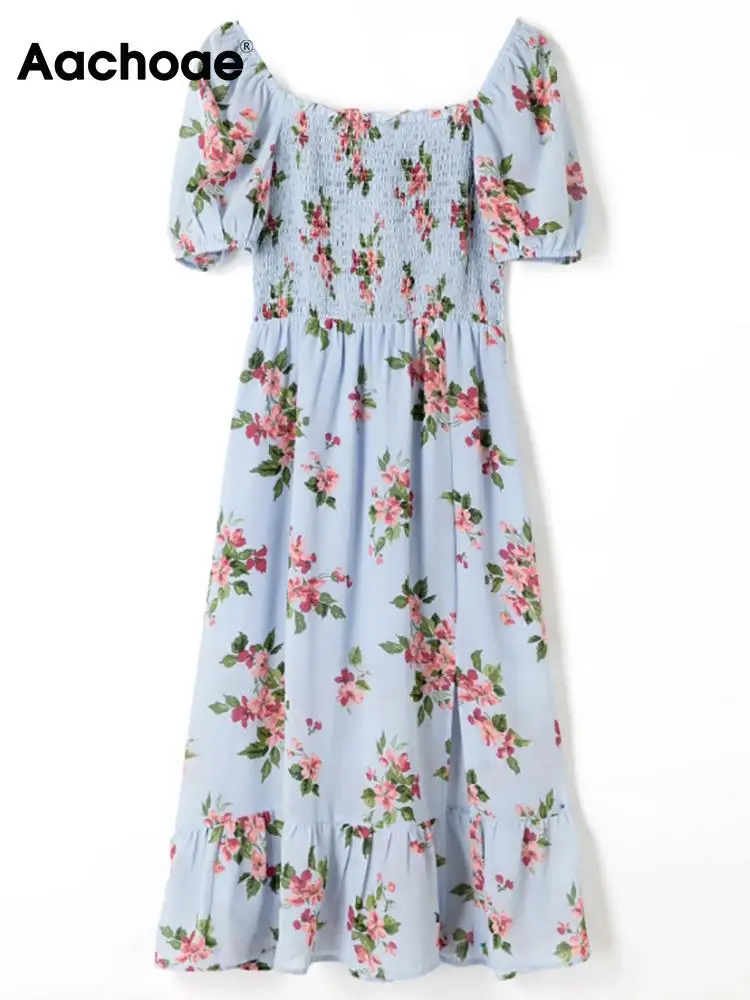 Женское платье-миди с цветочным принтом Aachoae, летнее платье трапециевидной формы с разрезом и оборками, эластичное платье с пышным коротким ... 
Женское платье-миди с цветочным принтом Aachoae, летнее платье трапециевидной формы с разрезом и оборками, эластичное платье с пышным коротким ...