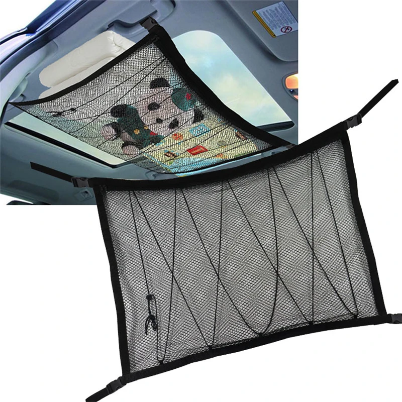 

90 x 65CM Car Ceiling Roof Interior Cargo Zipper Net Universal Storage Net Bag Sundries Organizer Adjustab For Van SUV