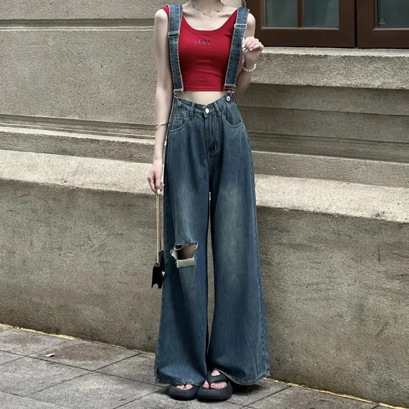 American Retro High Waist Oversized Jeans Pants for Women Casual Baggy Y2K Wide Leg Grunge Ripped Blue Loose Denim Overalls
American Retro High Waist Oversized Jeans Pants for Women Casual Baggy Y2K Wide Leg Grunge Ripped Blue Loose Denim Overalls