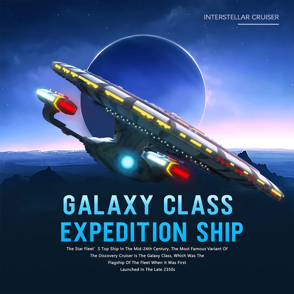 MOC-49396 Galaxy-class Explorer Spaceship Building Blocks Set For Star of Trek Interstellar Model Bricks Toy For Children Gift
MOC-49396 Galaxy-class Explorer Spaceship Building Blocks Set For Star of Trek Interstellar Model Bricks Toy For Children Gift
