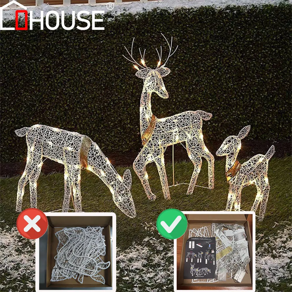 3pcs The New Iron Art Elk Deer Christmas Garden Decoration LED Light Glowing Glitter Reindeer Xmas Home Outdoor Ornament Decor
3pcs The New Iron Art Elk Deer Christmas Garden Decoration LED Light Glowing Glitter Reindeer Xmas Home Outdoor Ornament Decor