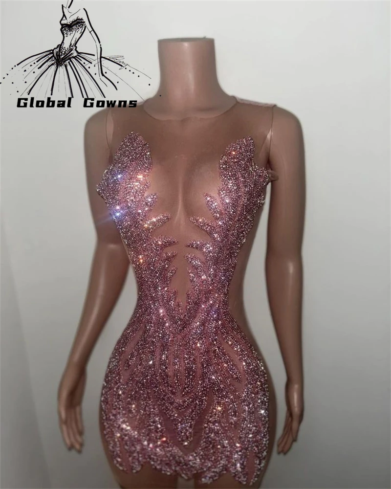 Sparkly Pink Sheer O Neck Short Prom Dresses For Black Girls Beaded Sequined Birthday Party Dress Mini Cocktail Homecoming
Sparkly Pink Sheer O Neck Short Prom Dresses For Black Girls Beaded Sequined Birthday Party Dress Mini Cocktail Homecoming