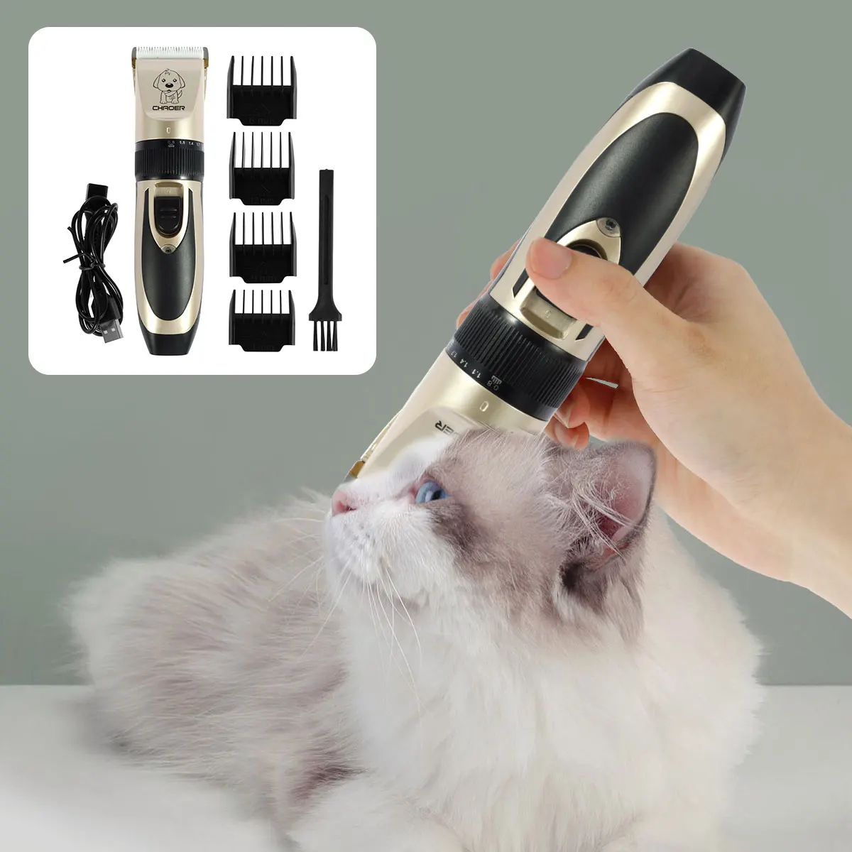 Pet Hair Shaver USB Rechargeable Cordless Dog Grooming Clipper Low Noise Pet Hair Trimmer with Cleaning Brush Comb 5 Gears
Pet Hair Shaver USB Rechargeable Cordless Dog Grooming Clipper Low Noise Pet Hair Trimmer with Cleaning Brush Comb 5 Gears