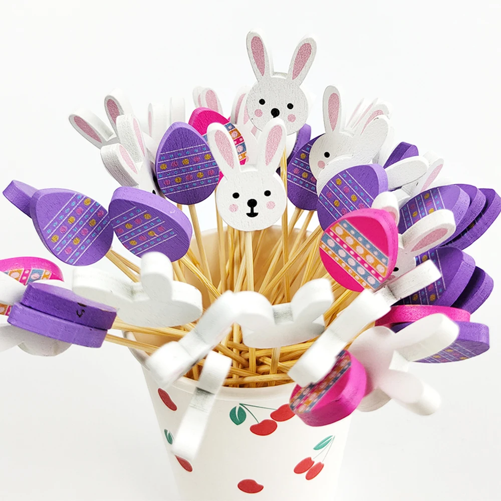 Easter Disposable Bamboo Sticks Rabbit Eggs Bamboo Skewers Desert Buffet Fruit Picks Snack Fork Easter Party Wedding Decorations
Easter Disposable Bamboo Sticks Rabbit Eggs Bamboo Skewers Desert Buffet Fruit Picks Snack Fork Easter Party Wedding Decorations