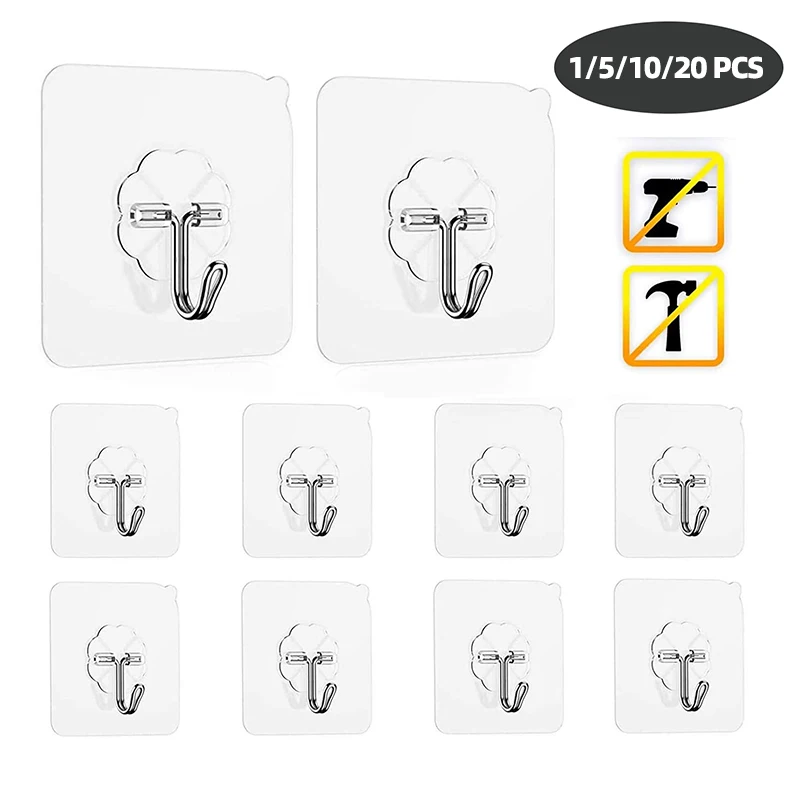 1/3/5/10pcs Wall Hooks Seamless Self Adhesive Hooks Door Wall Hangers Transparent Reusable Hanging Hook for Kitchen Bathroom
1/3/5/10pcs Wall Hooks Seamless Self Adhesive Hooks Door Wall Hangers Transparent Reusable Hanging Hook for Kitchen Bathroom