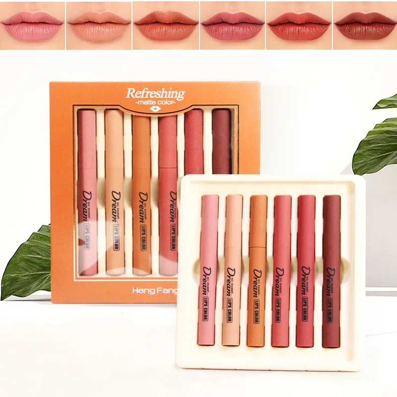 6 Colors/Set HengFang Smooth Matte Lipstick Waterproof Lip Liner Pencil Nude Red Velvet Batom Lip Stick Pen Kit Makeup Cosmetics
6 Colors/Set HengFang Smooth Matte Lipstick Waterproof Lip Liner Pencil Nude Red Velvet Batom Lip Stick Pen Kit Makeup Cosmetics