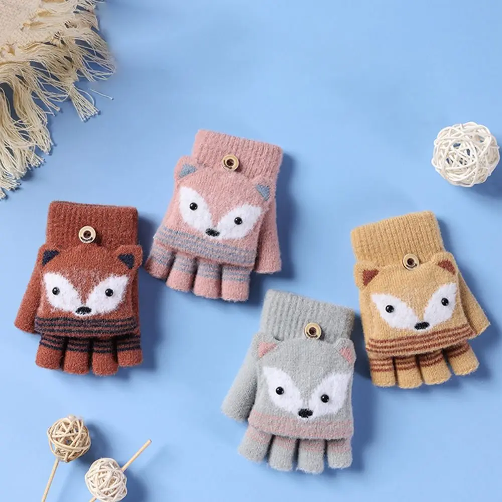 Thick Exposed Finger Cartoon Fox Autumn Winter Warm Gloves Flip Fingerless Gloves Knitted Gloves Children Mittens
Thick Exposed Finger Cartoon Fox Autumn Winter Warm Gloves Flip Fingerless Gloves Knitted Gloves Children Mittens