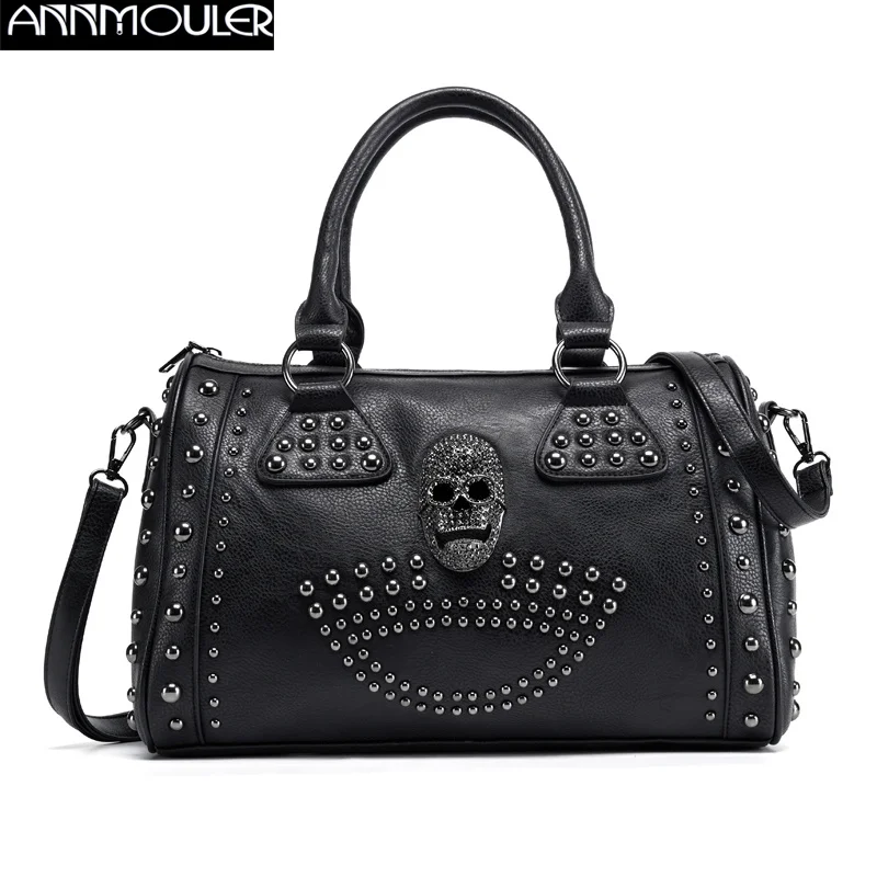 Women's Bag Trend Large Capacity Boston Bag Black Skull Handbag Luxury Pu Leather Tote Bag Rivet Purse
Women's Bag Trend Large Capacity Boston Bag Black Skull Handbag Luxury Pu Leather Tote Bag Rivet Purse