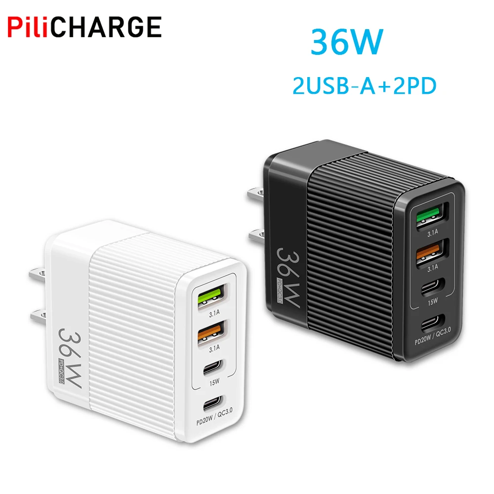 Hot sale 36W 2USB 2PD EU US UK Plug fast quick 6A USB C Wall Travel Charger for Mobile Phone Charger Station
Hot sale 36W 2USB 2PD EU US UK Plug fast quick 6A USB C Wall Travel Charger for Mobile Phone Charger Station