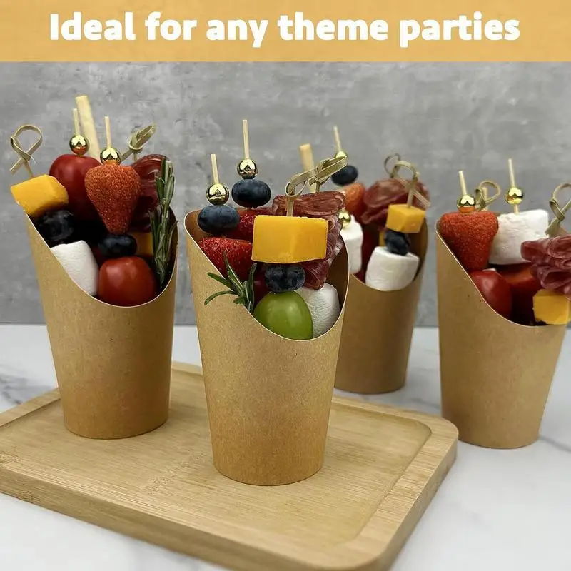 Charcuterie Cups Paper Boxes For Snack 12oz Kraft Paper Cups With Cocktail Toothpicks for Egg Puff Waffle Fruit Skewer Chips
Charcuterie Cups Paper Boxes For Snack 12oz Kraft Paper Cups With Cocktail Toothpicks for Egg Puff Waffle Fruit Skewer Chips