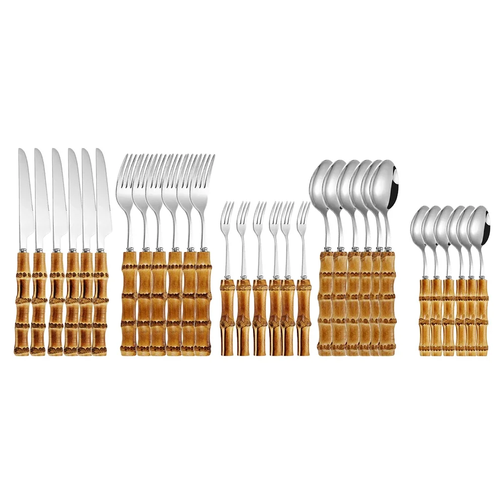 20/30 шт. бамбуковый набор посуды из нержавеющей стали с натуральной ручкой, ретро посуда, столовые приборы, ножи для стейка, стол, вилка, ложка, десерт, подарок
20/30 шт. бамбуковый набор посуды из нержавеющей стали с натуральной ручкой, ретро посуда, столовые приборы, ножи для стейка, стол, вилка, ложка, десерт, подарок