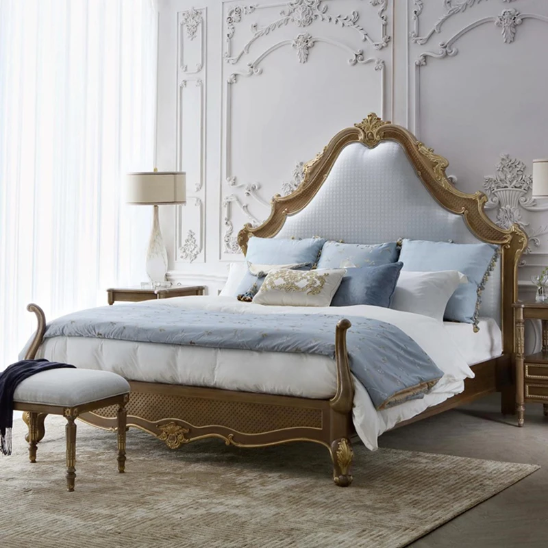 French light luxury Retro Vintage Hand Carved romantic solid wood dream princess bed villa king bed 2m wedding bed
French light luxury Retro Vintage Hand Carved romantic solid wood dream princess bed villa king bed 2m wedding bed