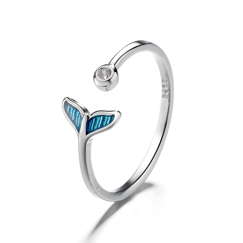 Real Silver Color Ring Blue Dolphin Whale Mermaid Tail Zircon Open Rings For Woman Marine Animals Fashion Jewelry Gifts
Real Silver Color Ring Blue Dolphin Whale Mermaid Tail Zircon Open Rings For Woman Marine Animals Fashion Jewelry Gifts