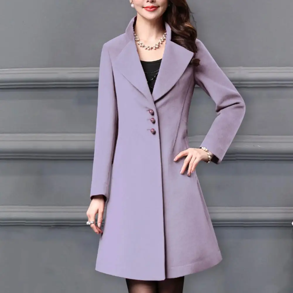 Women Coat Solid Color Buttons A-line Midi Length Winter Overcoat Winter Overcoat for Dating
Women Coat Solid Color Buttons A-line Midi Length Winter Overcoat Winter Overcoat for Dating