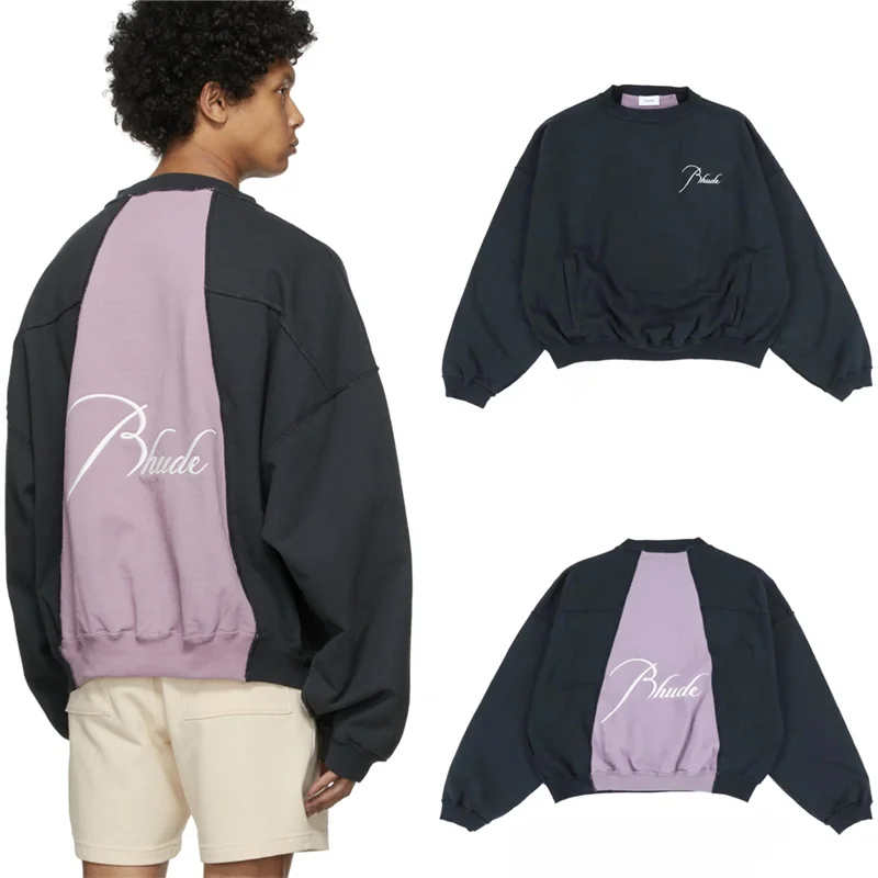 Patchwork RHUDE Sweatshirts Men Women 1:1 High Quality Embroidered Vintage Rhude Hooded Crewneck
Patchwork RHUDE Sweatshirts Men Women 1:1 High Quality Embroidered Vintage Rhude Hooded Crewneck
