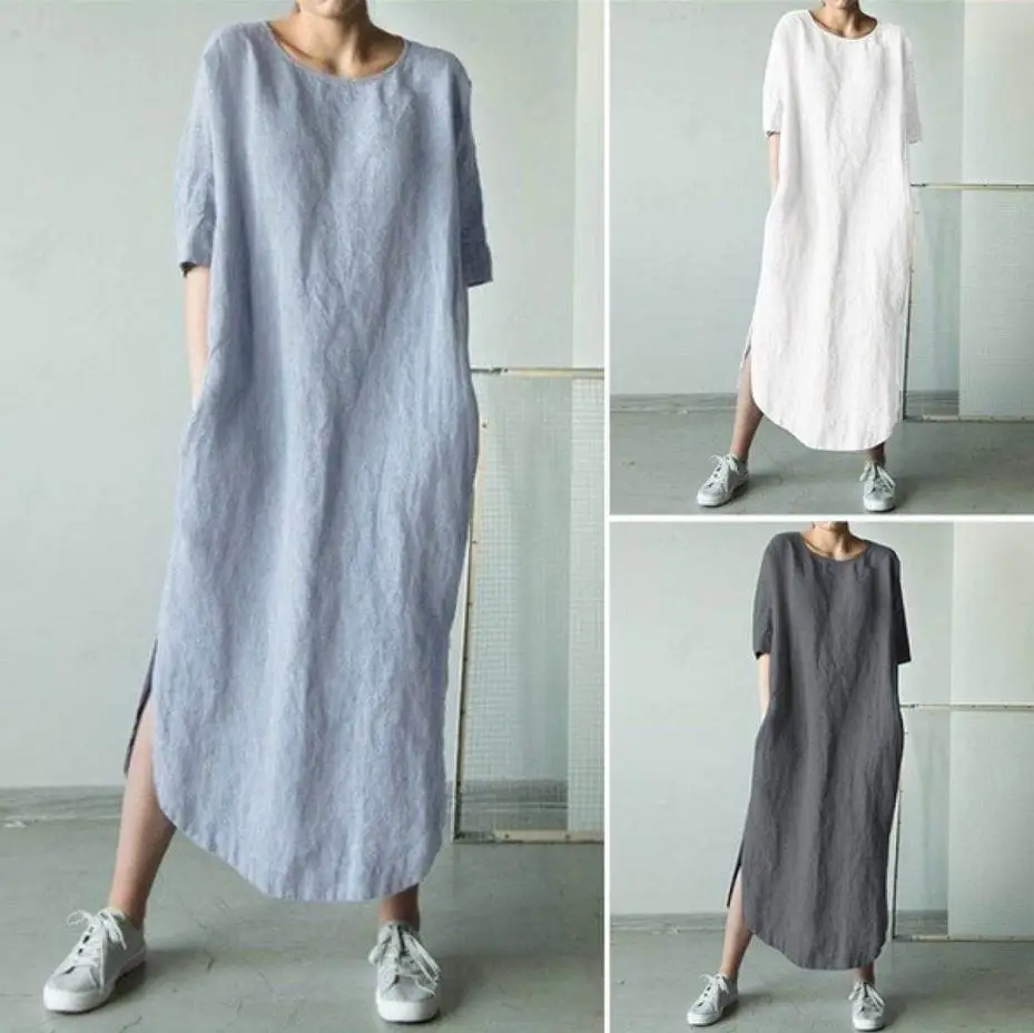 Elegant Mid-calf Sundress Fashion Women Split Hem Loose Casual Vestidos Kaftan Half Sleeve Solid Dress Robe Femme Summer
Elegant Mid-calf Sundress Fashion Women Split Hem Loose Casual Vestidos Kaftan Half Sleeve Solid Dress Robe Femme Summer