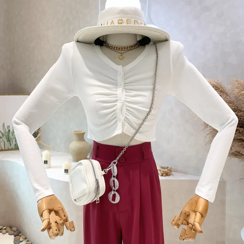 Niche Design New Women's Clothing 2022 Summer Slim Long Sleeve Sunscreen Shirt Pleated Short T-shirt
Niche Design New Women's Clothing 2022 Summer Slim Long Sleeve Sunscreen Shirt Pleated Short T-shirt