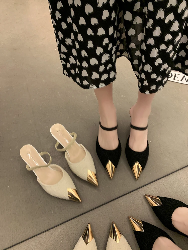 Women's High-heeled Shoes Spring 2022 New Pointed Toe Metal Decorative Stiletto Mules
Women's High-heeled Shoes Spring 2022 New Pointed Toe Metal Decorative Stiletto Mules