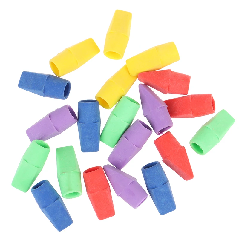 

20 PCS Erasers Pencil Top Eraser Caps Chisel Shape Pencil Eraser Toppers Student Painting Correction Supplies Stationery