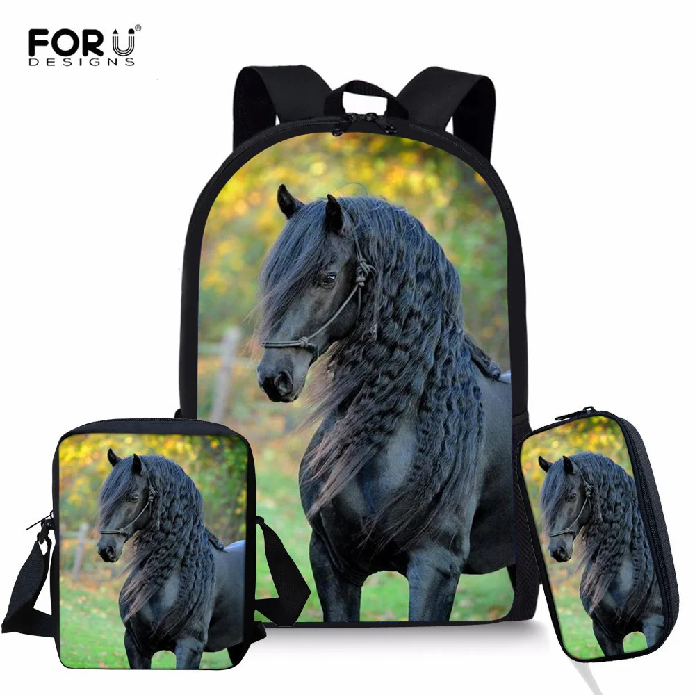 

Horse Kids Backpack Printing School Bag Set For Teenager Children Girls Bookbag Satchel Schoolbag Mochila Escolar