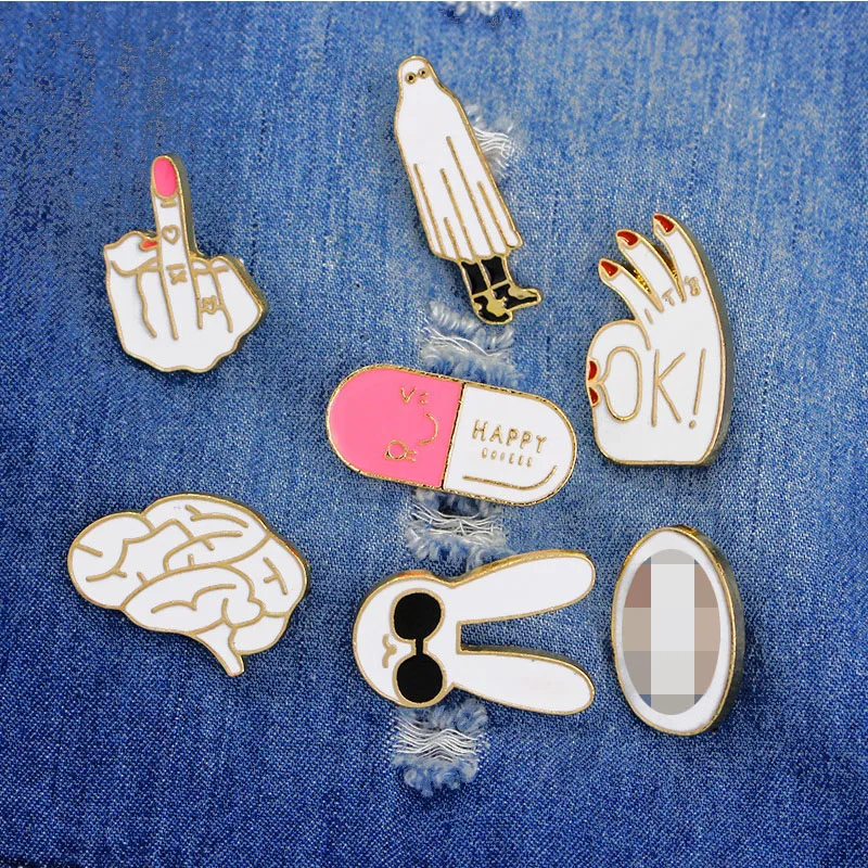 Simple Pink White Happy Pill Badge Sunglasses Cat Pins Rabbit Brain Alloy Fashion Personality Hipster Brooch Jewelry Wholesale
Simple Pink White Happy Pill Badge Sunglasses Cat Pins Rabbit Brain Alloy Fashion Personality Hipster Brooch Jewelry Wholesale