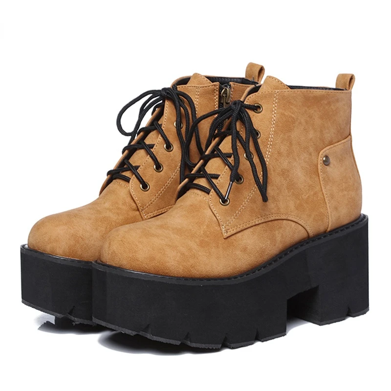 New 2022 New Spring Platform Boots Woman Chunky Heel Punk Gothic Boots Lace Black Brown Ankle Boots Women Comfortable Leather
New 2022 New Spring Platform Boots Woman Chunky Heel Punk Gothic Boots Lace Black Brown Ankle Boots Women Comfortable Leather