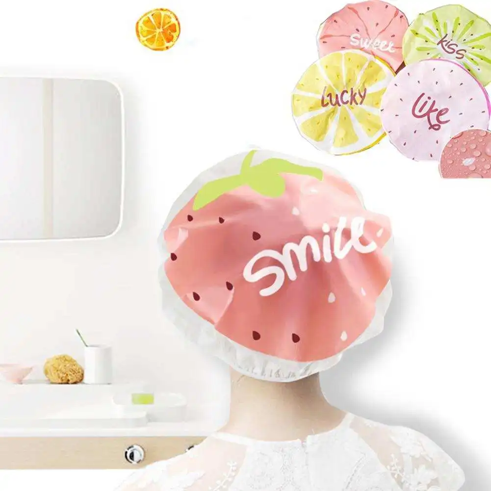 1pcs Cute Fruit Shower Cap Waterproof Thickened Bath Hat Reusable Elastic Head Hair Cover For Women Home Living Supplies
1pcs Cute Fruit Shower Cap Waterproof Thickened Bath Hat Reusable Elastic Head Hair Cover For Women Home Living Supplies