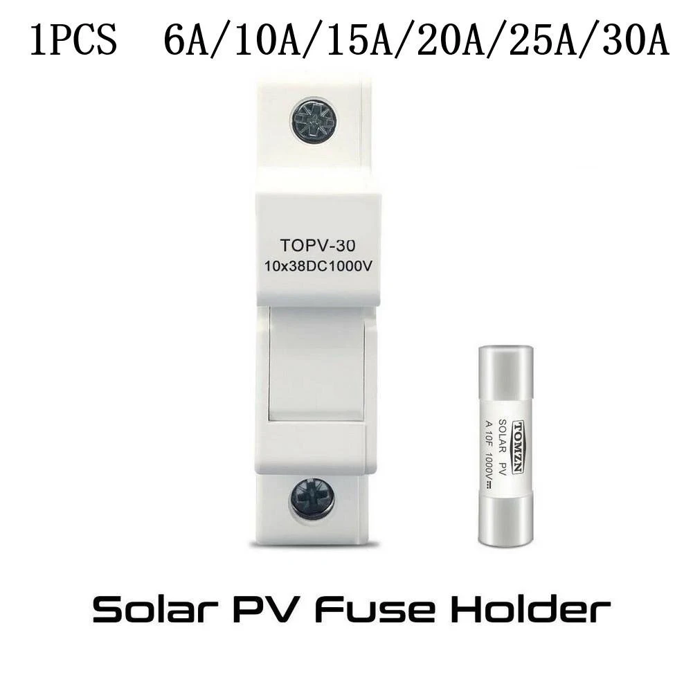 1000V DC Photovoltaic Solar Fuse Holder 10*38mm 6A-30A For PV Solar Panels DC Strings High Voltage Single Item Fuse Base
1000V DC Photovoltaic Solar Fuse Holder 10*38mm 6A-30A For PV Solar Panels DC Strings High Voltage Single Item Fuse Base