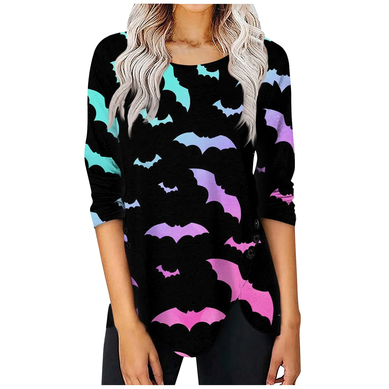 Women'S Blouse Fashion Halloween Colorful Bat Pattern Printed Round Neck Comfortable Women'S T-Shirt Women Blouse Camisetas
Women'S Blouse Fashion Halloween Colorful Bat Pattern Printed Round Neck Comfortable Women'S T-Shirt Women Blouse Camisetas