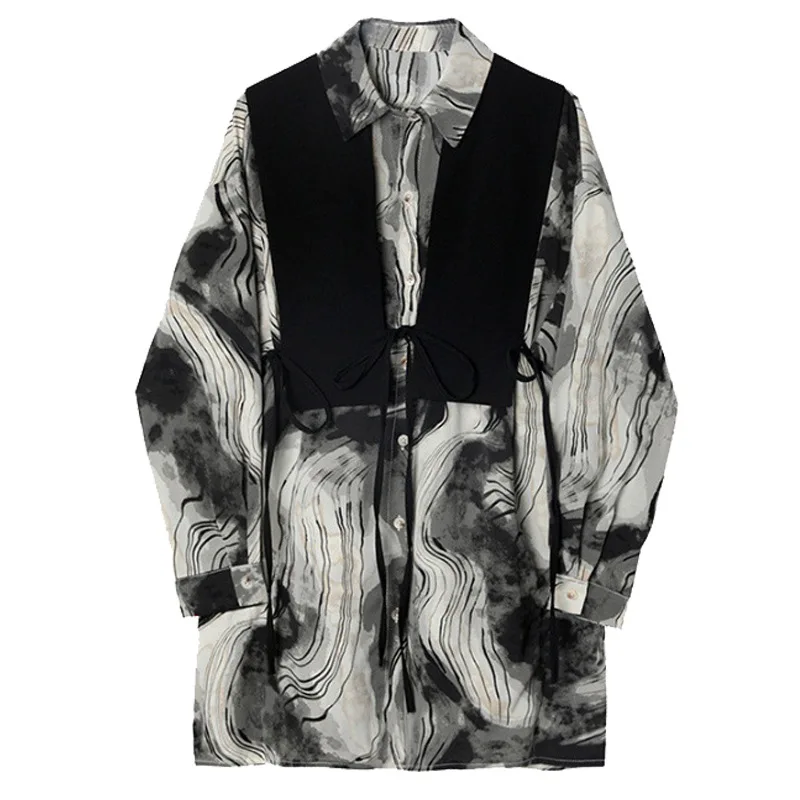 Y2K style retro splash ink polo shirt and cropped vest two-piece sets for women oversized spring autumn long sleeve blouse set
Y2K style retro splash ink polo shirt and cropped vest two-piece sets for women oversized spring autumn long sleeve blouse set